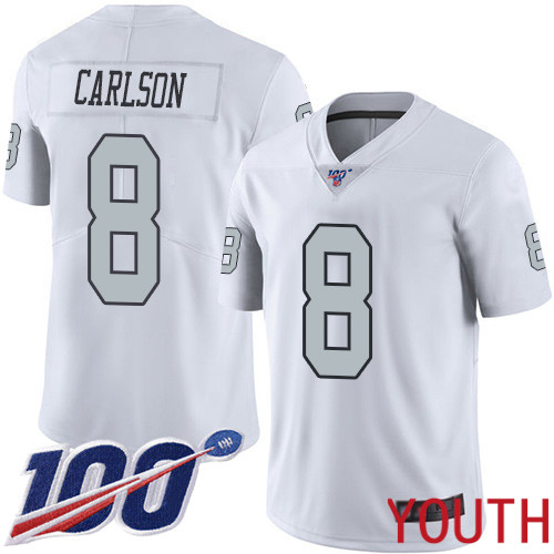Oakland Raiders Limited White Youth Daniel Carlson Jersey NFL Football #8 100th Season Rush Vapor Jersey->youth nfl jersey->Youth Jersey